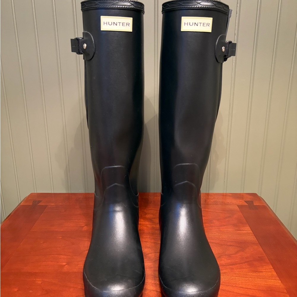 Hunter Norris Field Side Adjustable Tall Rain Boots Black Women’s Size 9 - Picture 2 of 5